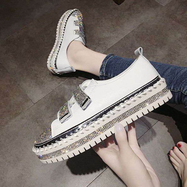 

leather sneakers female 2020 spring new flat bottom wild thick walking shoes chaussures femme x1-45