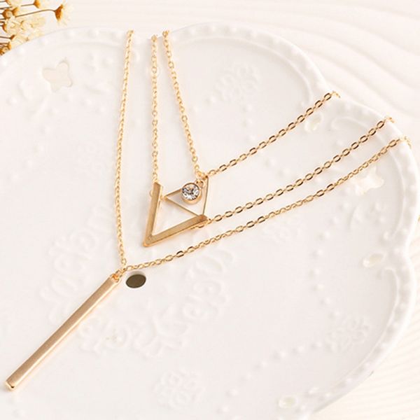 

fashion multi-layered necklace metal pendant crystal sequins necklace women femininity trend of clavicle chain jewelry z1, Silver