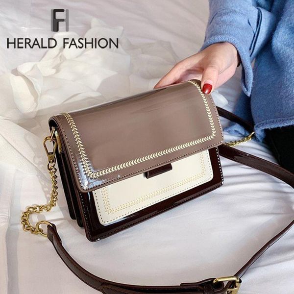 

fashion patchwork leather women messenger bag ladies flap casual chain strap shoulder bag small travel ladies' flap