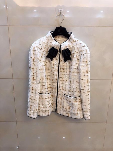 

luxury jacket 2019 spring new women tweed bow jacket coat rmsx 4.14, Black;brown