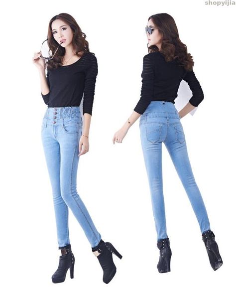 

new waist jeggings casual plus size jeans for women warm jeans womens winter high waist skinny pants fleece lined elastic, Blue