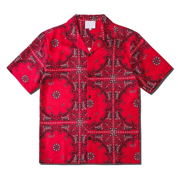 

dark icon red bandana shirts street hawaiian shirt 2020 summer men's shirts streetwear clothing, Black;brown
