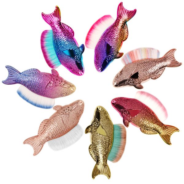 

1шт мягкая радуга русалка макияж кисти ногтей инструмент ногтей щетка для очистки пыли русалка мягкая рассыпчатая пудра