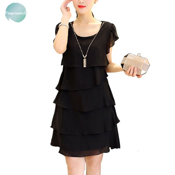 

шифон летнее платье женщины плюс размер сыпучие ruffle красные платья причинно дамы бифштексы платья элегантный коктейль дизайнер одежды, Black;gray