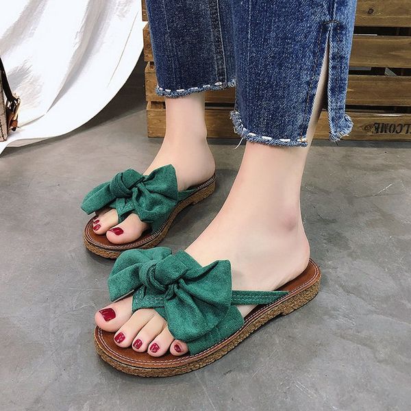 

ladies bowknot sandals slippers indoor outdoor flip flops beach shoes new fashion women casual, Black