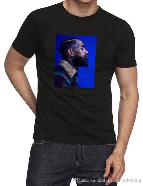 

rapper nipsey hussle souvenir crenshaw short sleeve fashion designer mens tshirts plain black head portrait tshirt, White;black