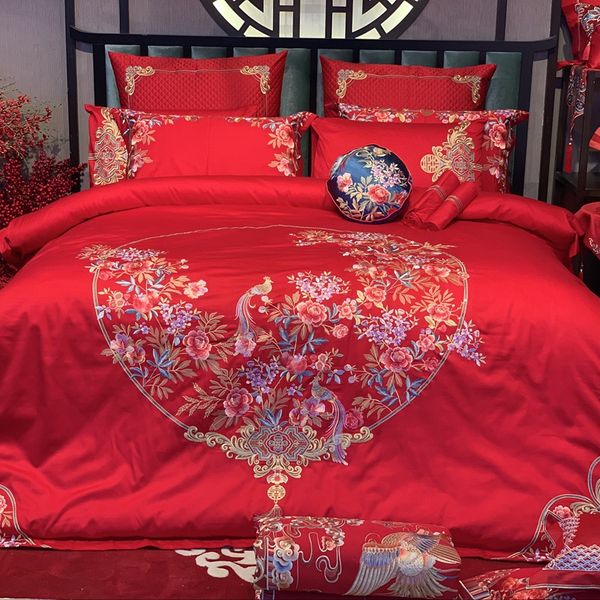 Luxury Chinese Style Classical Flowers Peacock Embroidery Wedding