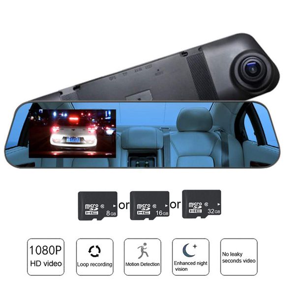 

tospra 4.0" car dvr camera rear mirror view video full hd 1080p driving recorder night vision loop recording auto dash cam