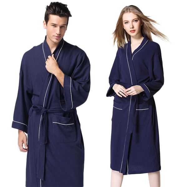 

1pcs мужские и женские пижамы свободный хлопок халат сплошной цвет мужские и женские пижамы хлопка халат халат nightgown, Black;brown