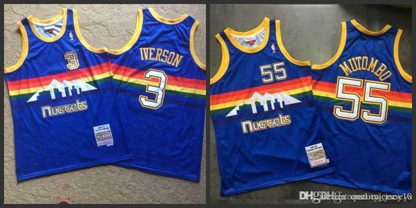 allen iverson denver nuggets rainbow jersey