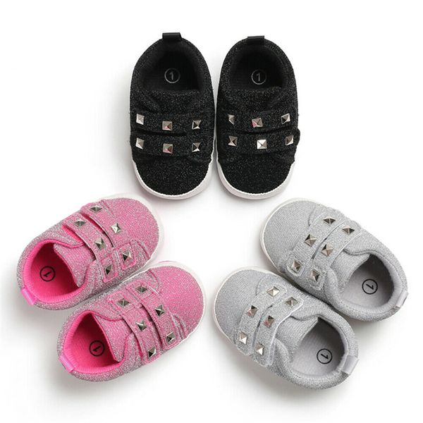 

0-18m baby boy girl anti-slip soft sole crib shoes newborn sneakers prewalkers cotton lovely girls baby casual shoes, Black