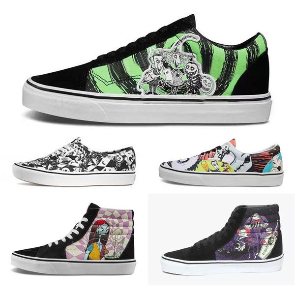 

2019 new tnbc the nightmare before christmas sk8 hi nightmare man women casual shoes halloween era black purple shoes size 36-44