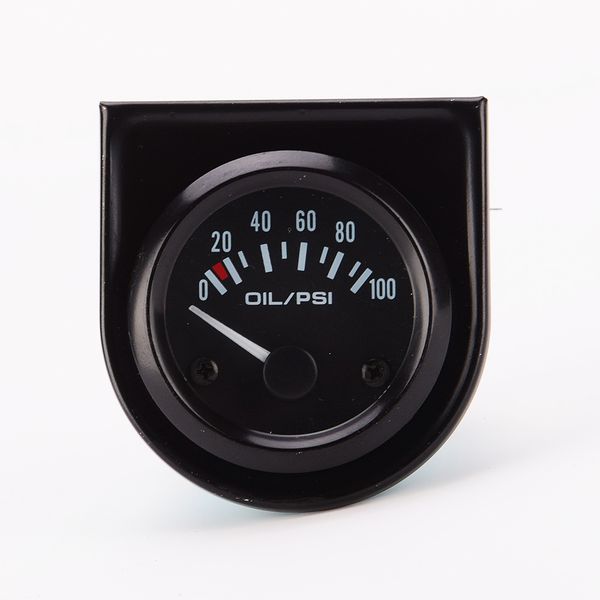 

car racing 52mm black single oil pressure gauge 0-100 pst white led lights