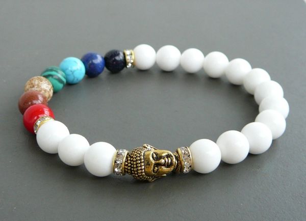

fashion-bracelet beaded sn0252 mala buddha 7 chakra bracelet fashion gift white jade yoga tibetan beaded bracelet, Black