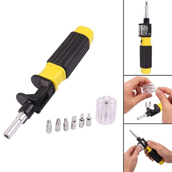 

magnetized bits screwdriver that changes bits quickly and easily with a twist 6-in-1 multi-function rotary screwdriver