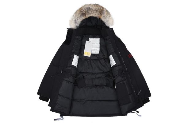 

luxury canada pair designer winter coat men women winter jacket down parka big fur fourrure outerwear hiver doudoune clothing size s-xxl, Black