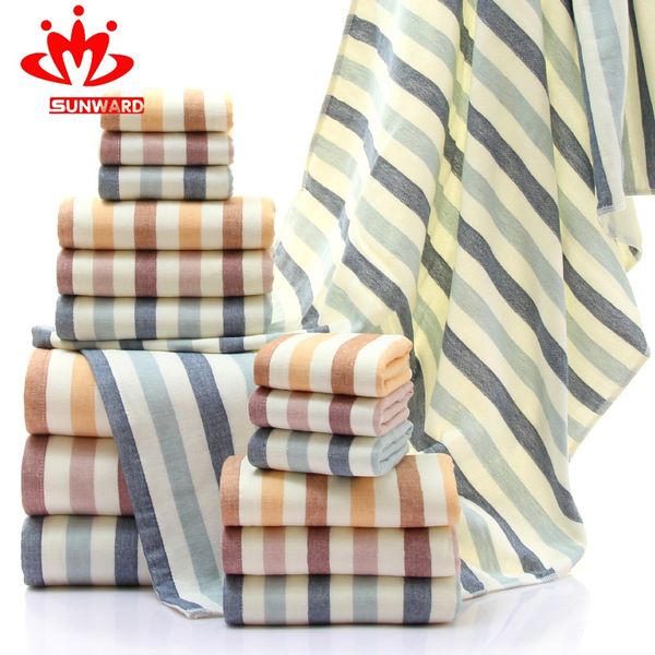

british striped cotton towel bath towel three-piece thickened absorbent