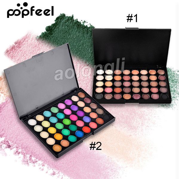 Factory Direct Popfeel 40 Farben Make-up Lidschatten Matte Nude Shimmer Pigment Lidschatten-Palette 2 verschiedene Farben Markenkosmetik Kostenloser DHL