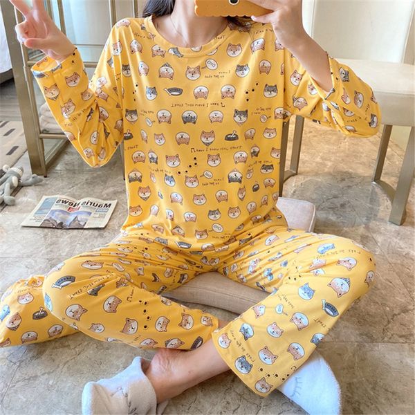 

Women Pajamas Set Girl Sleepwear Cute Cartoon Dog Women Pyjamas Suit Female Home Clothing Nightwear 2020