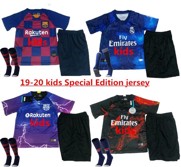 

Kid 2019 2020 MBAPPE Paris Saint Germain Soccer Jerseys 10 Messi 7 Ronaldo Custom PSG Lava Special Edition Real Madrid Football Shirt Kits