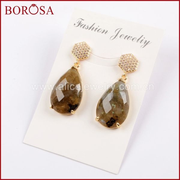 

borosa 5pairs natural multi-kind faceted stone gold earrings claw druzy gems amazon drop earrings for women jewelry wx1023, Silver