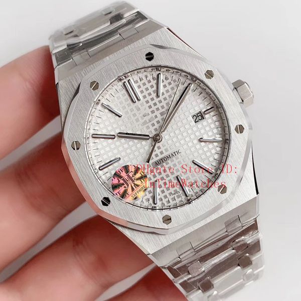 

4 color jf upgrade v5 edition 41mm white textured dial miyota 9015 cal.3120 movement full steel mens watches 15400 dive royal wristwatches, Slivery;brown