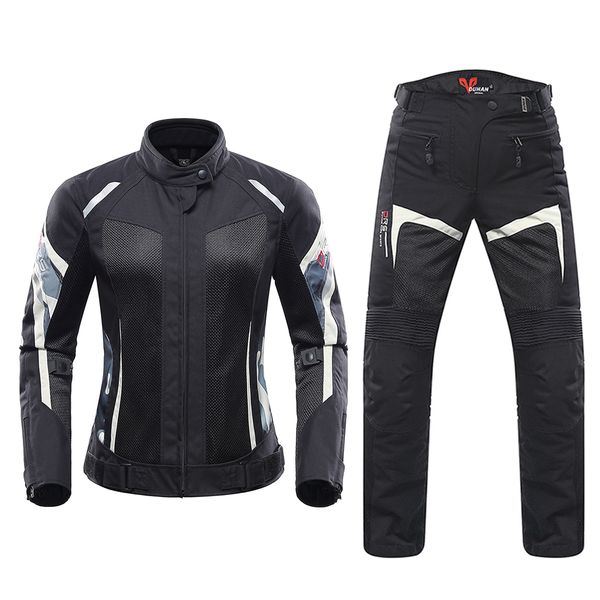 

duhan motorcycle jacket motorcycle pants suit jacket women moto breathable mesh touring motorbike clothing set protective gear