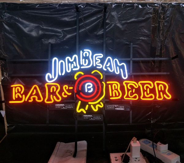 

jim beam bar пиво неоновая вывеска реклама бар развлечения клуб украшения художественная витрина стеклянная лампа металлический каркас 17