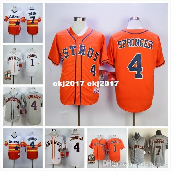 

4 george springer 7 craig biggio retro jersey white red gray, Blue;black