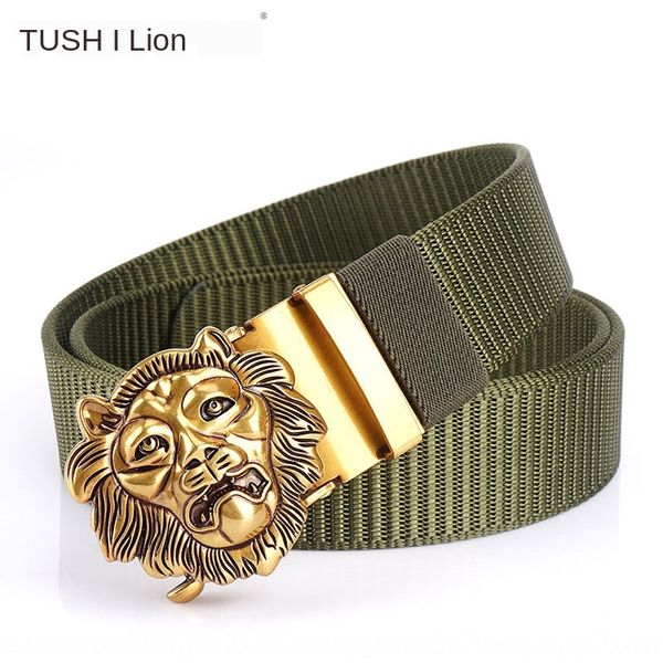 

men's casual tactical automatic buckle animal pattern nylon canvas canvas belt belt can be customized extended version, Black;brown