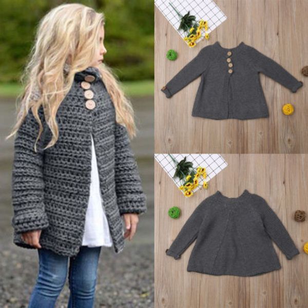 

childrens baby girls knitted sweater cardigan outerwear warm jumper coat jacket, Blue