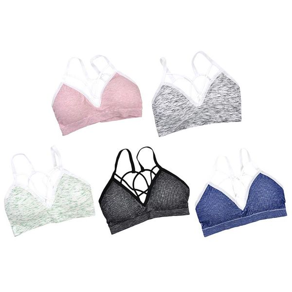 

colored cotton women yoga padded sport shirt women shockproof sports bras breathable athletic fitness running vest, White;black