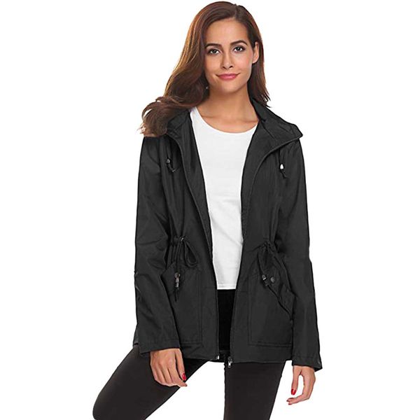 

coats womens outside waterproof lightweight raincoat hooded overcoat rain fashion new coats and jackets women, Black;brown