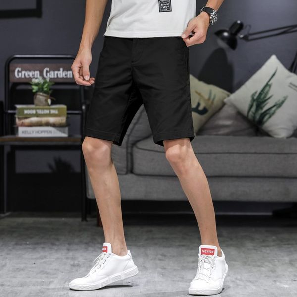 

e-baihui 2021 summer men casual soft shorts five pants simple elegant and stylish suit middle-aged cotton shorts solid color slacks x015, White;black