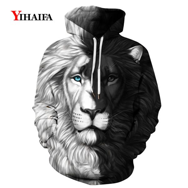 

men sweatshirt funny 3d harajuku lion fashion halloween hoodies mens tracksuit pullovers hip hop hoodie s -5xl, Black