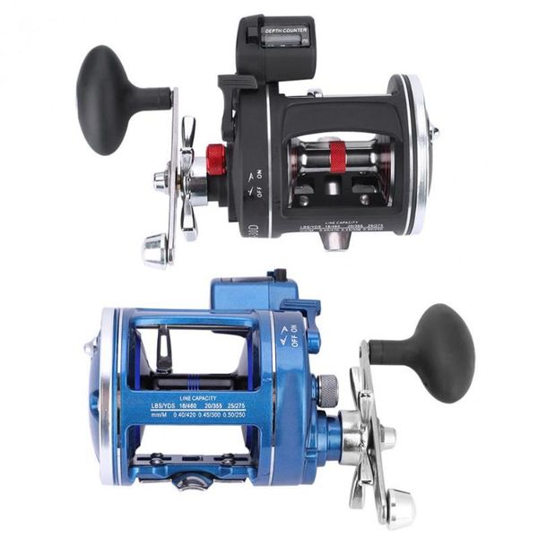 

12bb 3.8:1 drum wheel fishing reel with line counter aluminum alloy fishing trolling reel left right handed tackle