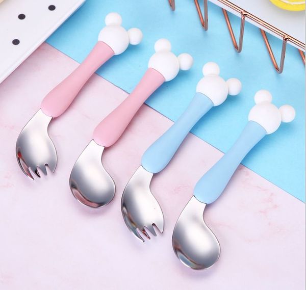 

new design shape food grade adjustable bendable baby spoon and fork set