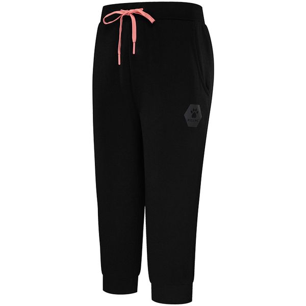 

kelme women summer sport pants cotton knitted calf-length pants plus size s-3xl running loose elastic waist trouser 3682037, Black;blue