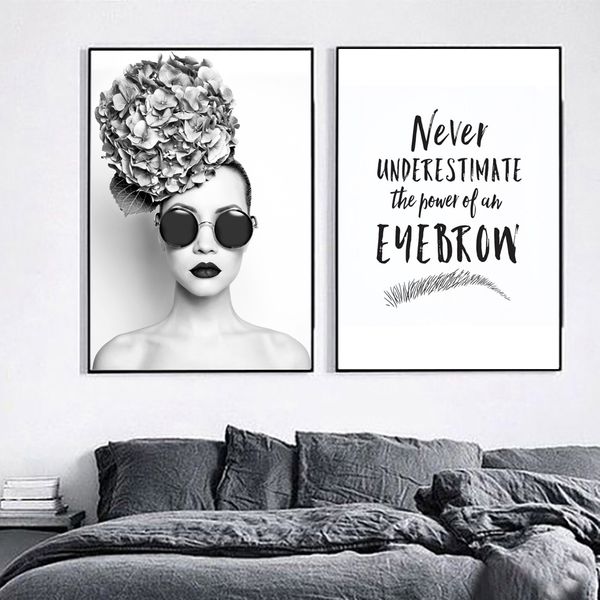 

flower fashion girl eyeflash wall art canvas painting nordic posters and prints wall pictures for living room bar decor