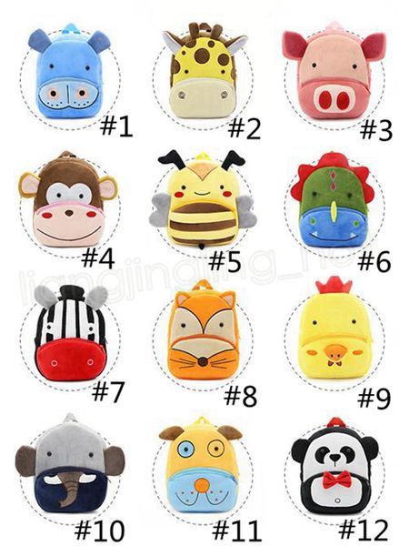 

30style kids stuffed plush backpack toddler cartoon animal backpacks kindergarten schoolbag baby unicorn tiger shoulder bags gga3527-1