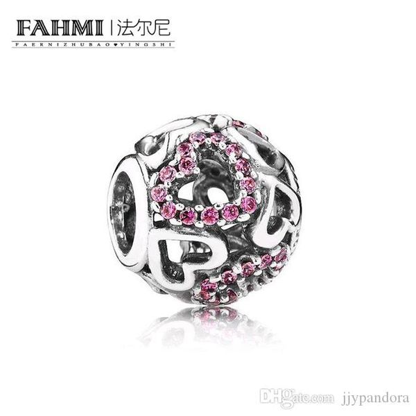 

hywo 100% 925 sterling silver 1:1 new 791424czs openwork fantasia di cuori charm beaded original jewelry women's gift, Black