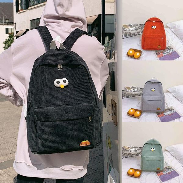 

women's corduroy backpack cute shoulder bag school student bag simple travel