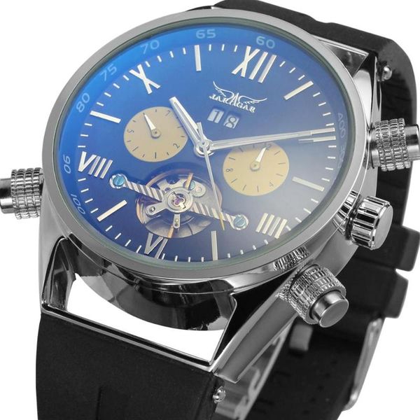 

jaragar 2019 fashion men sports watches automatic mechanical wrist watches automatic flying, Slivery;brown