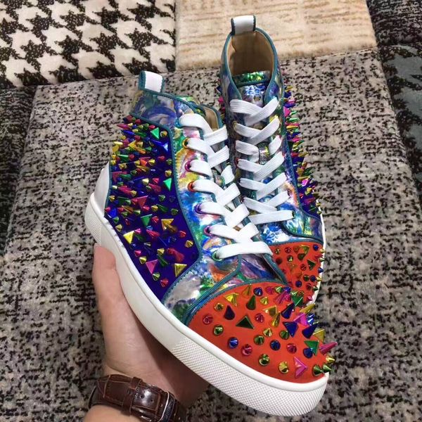 

Fashion Designer Brand Sneakers Shoes,Pik Pik Spikes Red Bottom Louisflats Rivets Mens Womens Walking Tranier Party Dress Shoes 35-46