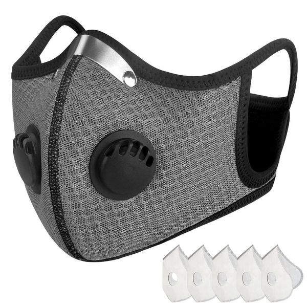 

cycling dustproof mask air pollution pollen allergy woodworking mouth mask half face respirator mouth detachable filter, Black