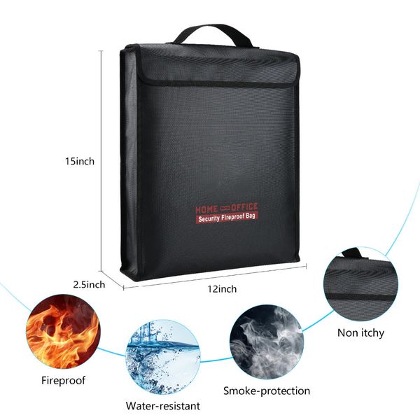 

fireproof document holder, fire resistant waterproof money bag cash money passport holder with handle zipper closure non-itchy silicone coat