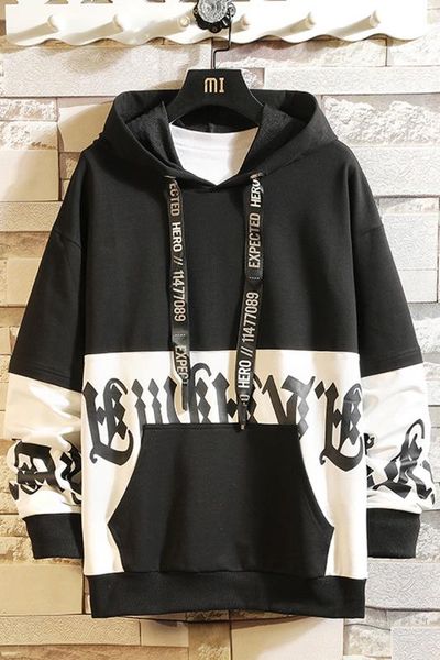 

sudadera неформальная де algodon против capucha де цвет contraste пункт hombre / mujer а-ля moda 2019, Black