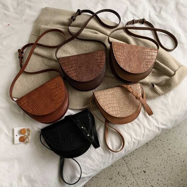 

5 цветов роскошные крокодил pattern crossbody сумки для женщин полукруглый сумка pu кожаные сумки на ремне, sac главный фам