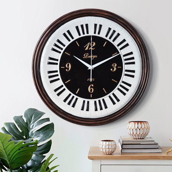 

european style creative retro piano clock living room 16 inch wall clock resin quartz wall modern design