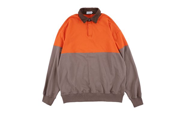 

fashion palaces trend famous brand shirt hip hop lovers stitching contrast color street simple sweater loose cotton lapel pullover, Black